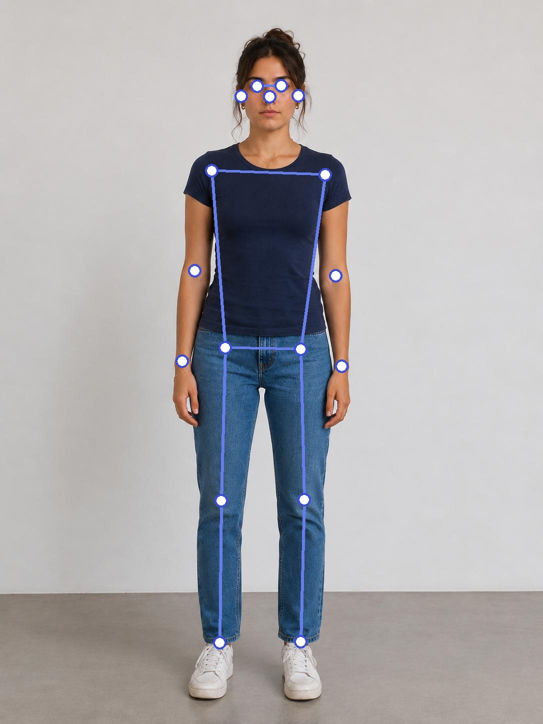 Front view with detected pose landmarks