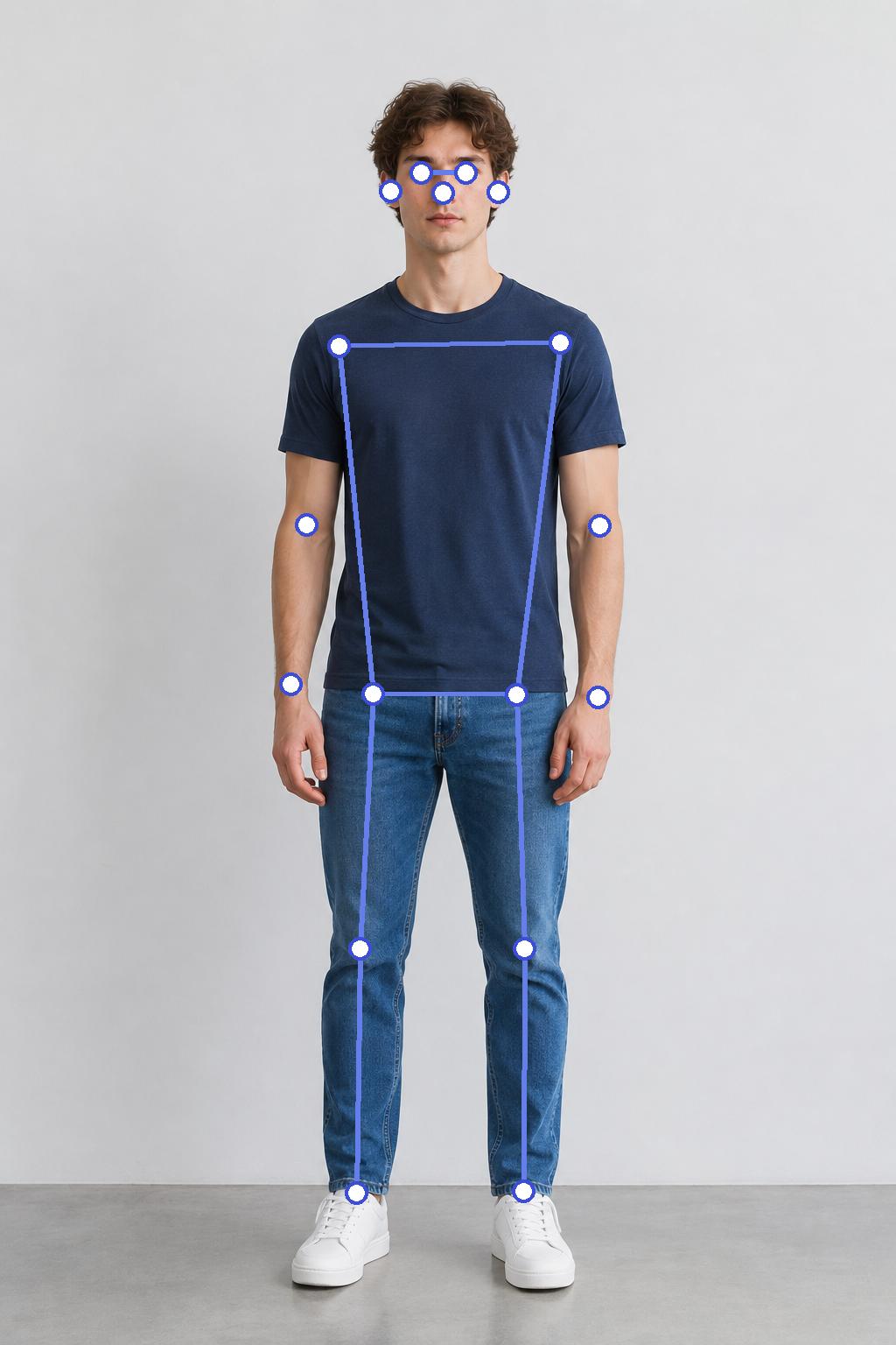 Front view with detected pose landmarks
